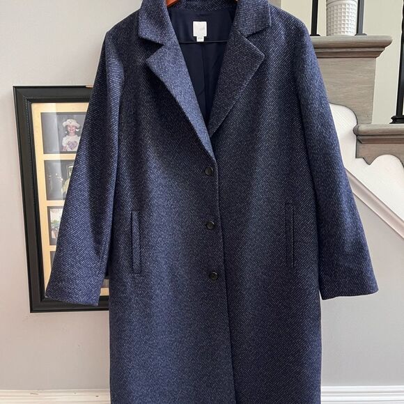 J. Jill Blue Patterned Winter Coat sz L NWOT - Picture 1 of 7